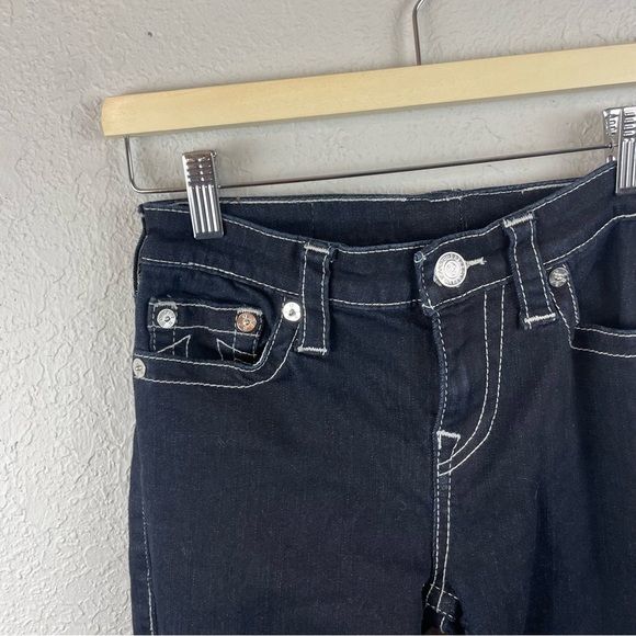 True Religion dark rinse skinny Jean with white contrast stitching - Picture 3 of 11